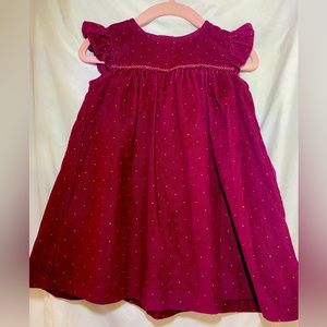 Baby Girl Carter’s Bow Print Corduroy Holiday Dress